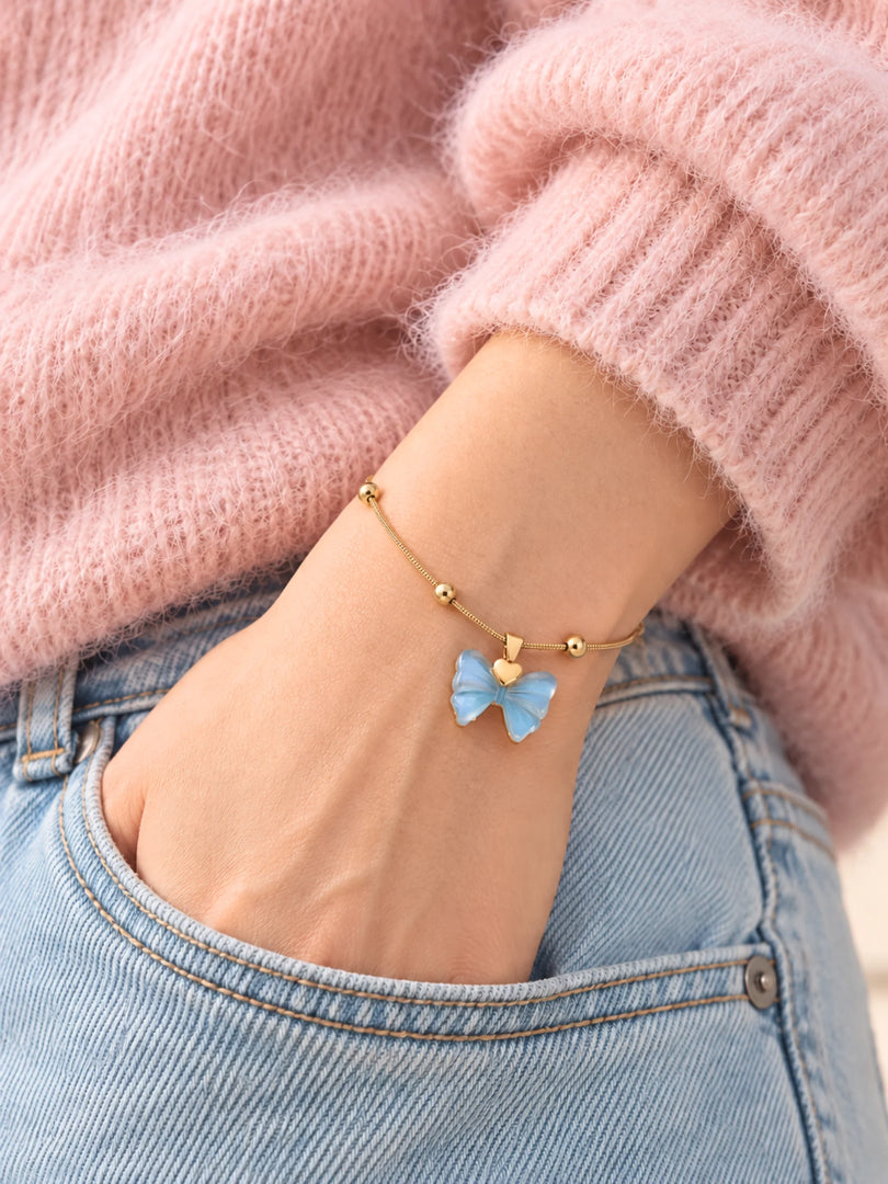 Blue Butterfly Snake Chain Bracelet