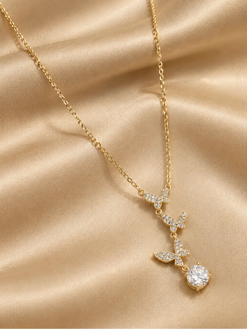Cascading Butterfly Solitaire Necklace