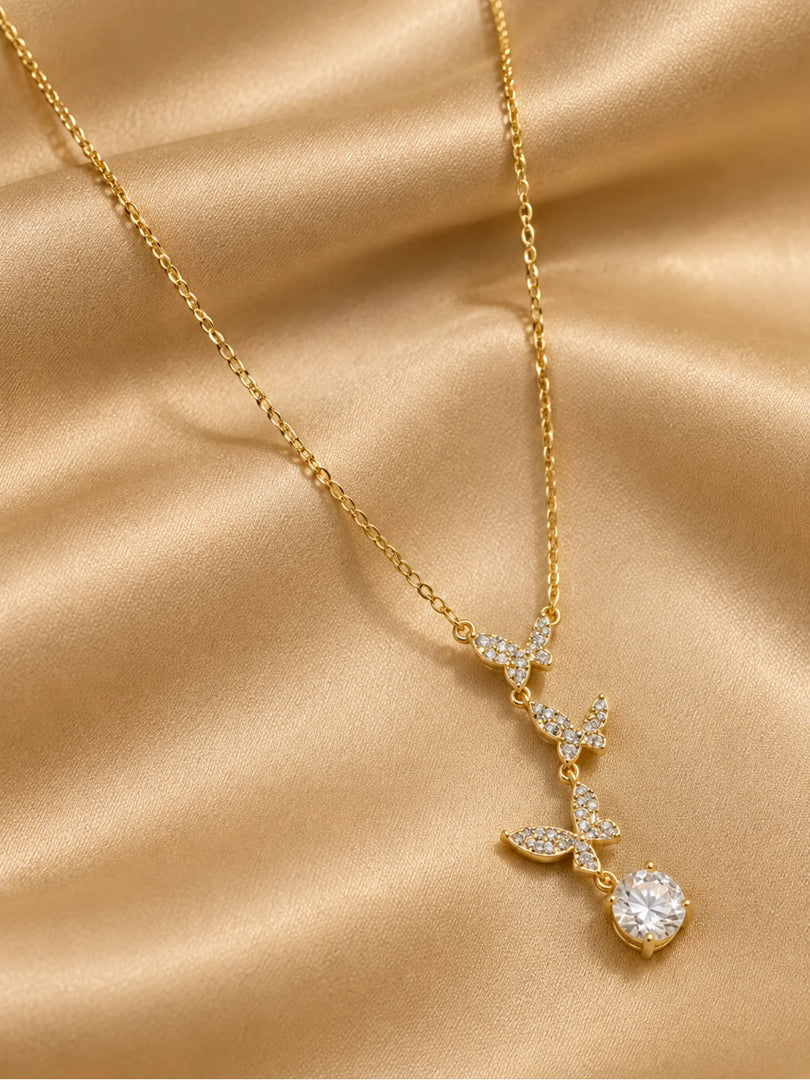 Cascading Butterfly Solitaire Necklace