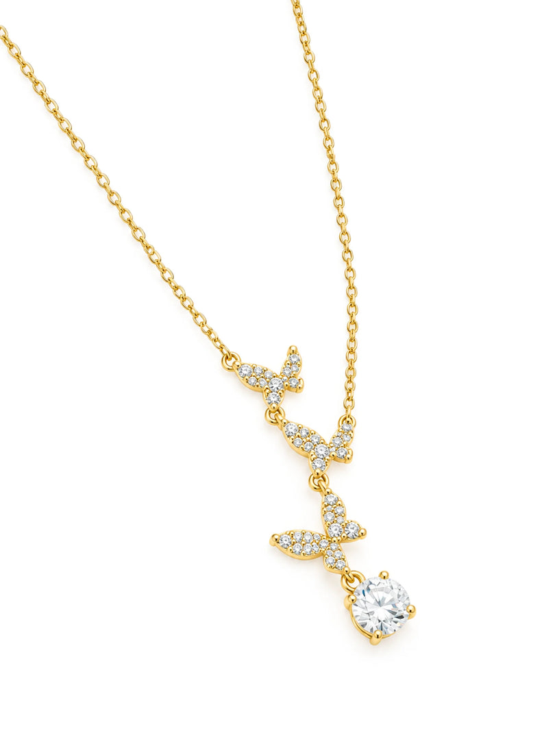 Cascading Butterfly Solitaire Necklace