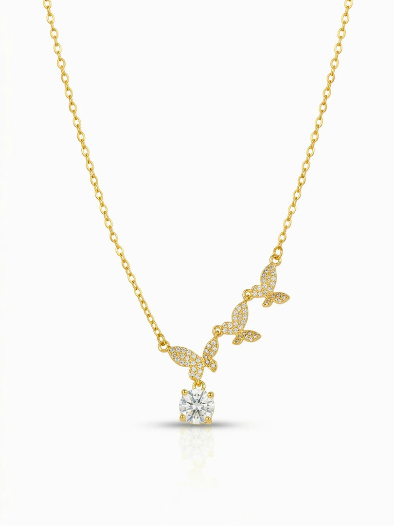 Cascading Butterfly Solitaire Necklace
