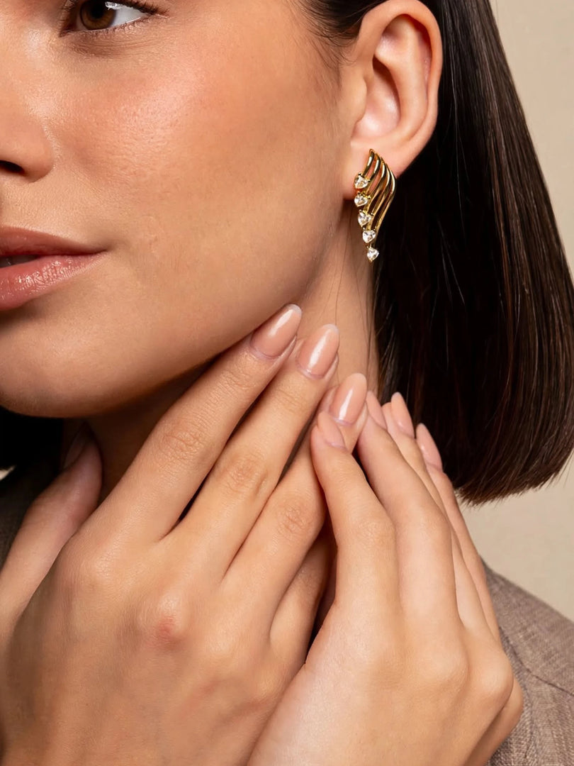 Celeste Heart Wing Climber Earrings