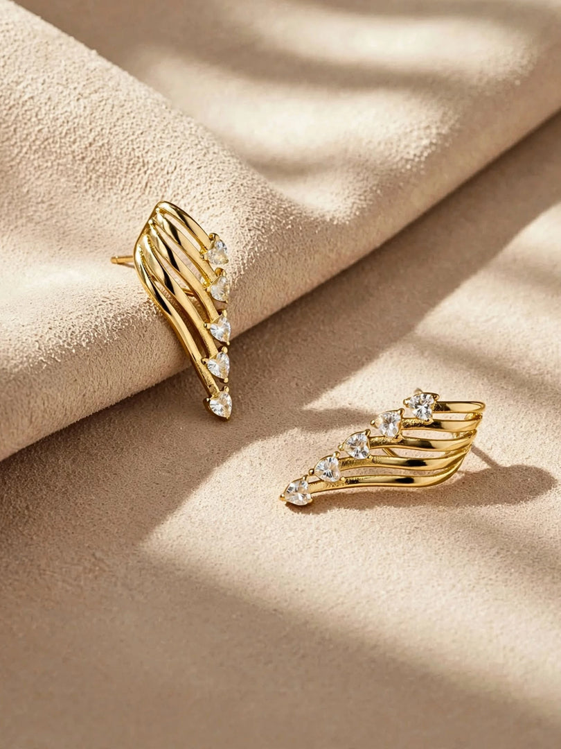 Celeste Heart Wing Climber Earrings