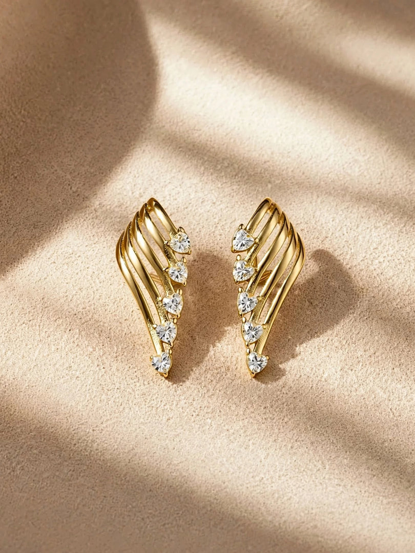 Celeste Heart Wing Climber Earrings