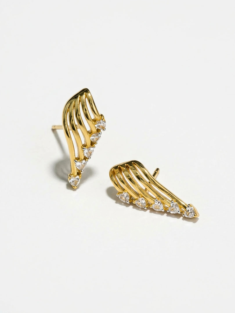 Celeste Heart Wing Climber Earrings