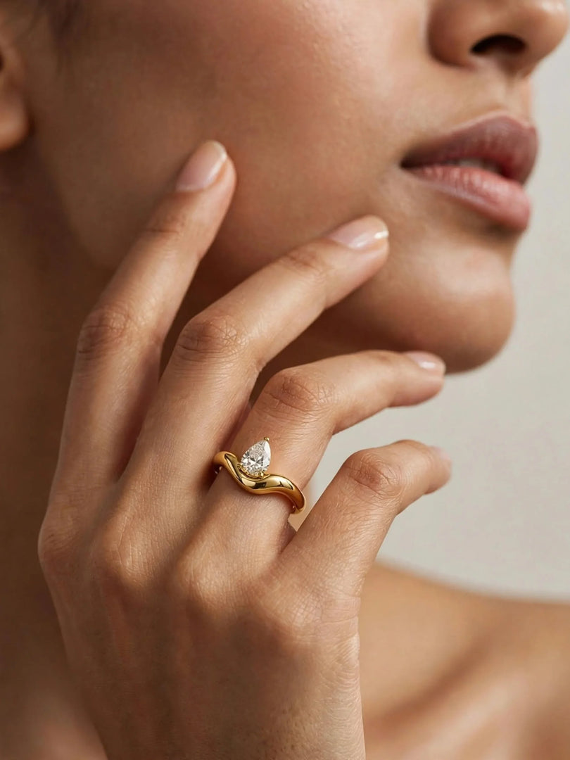 Celeste Pear Solitaire Ring