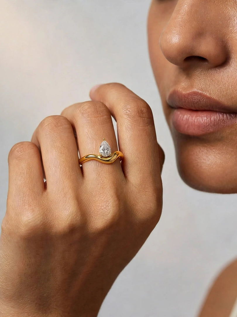 Celeste Pear Solitaire Ring