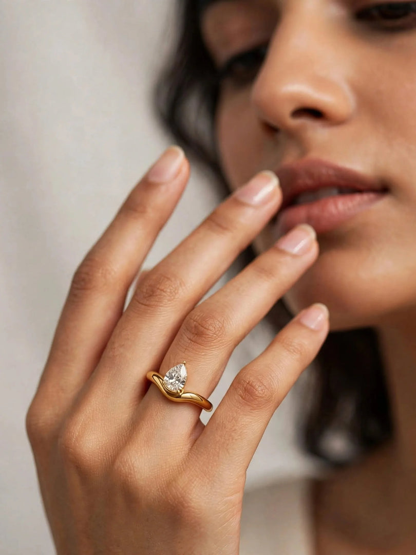 Celeste Pear Solitaire Ring