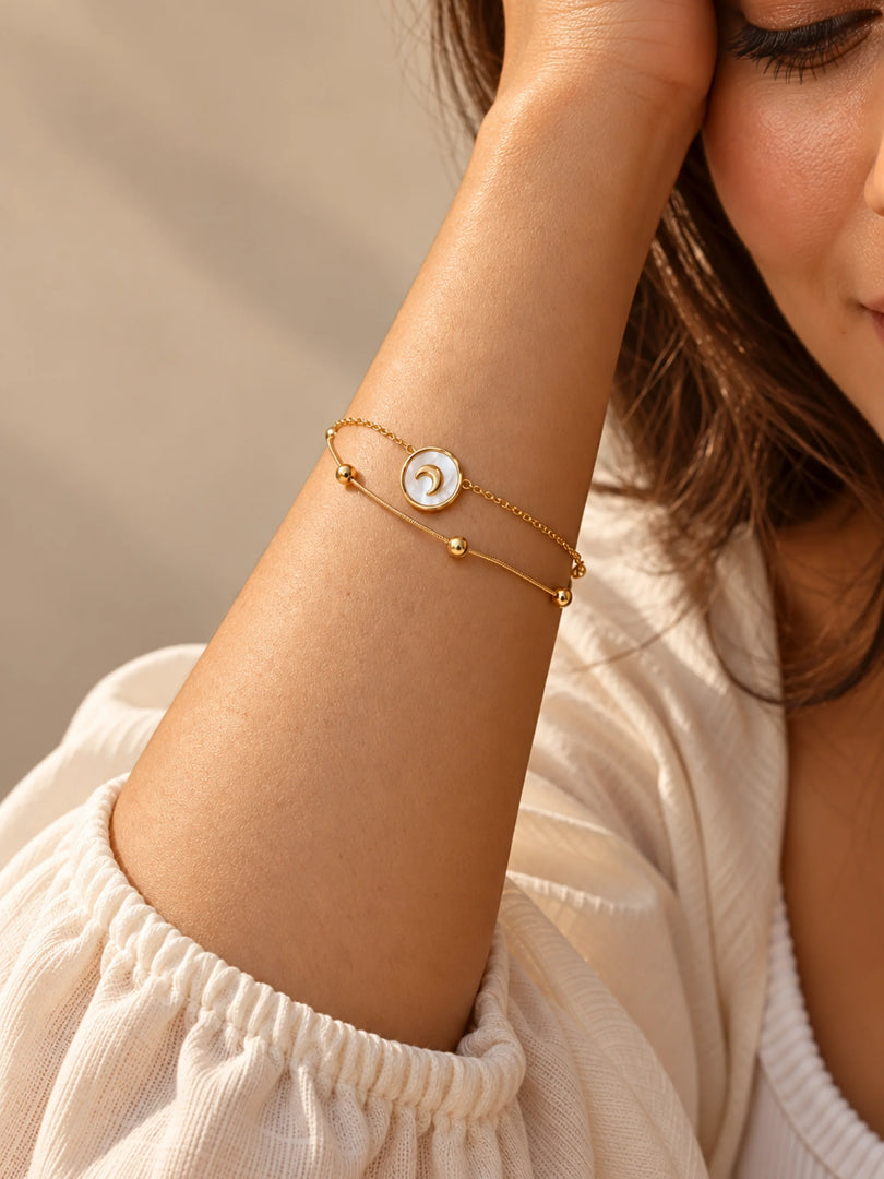 Half Moon Enamel Layered Bracelet