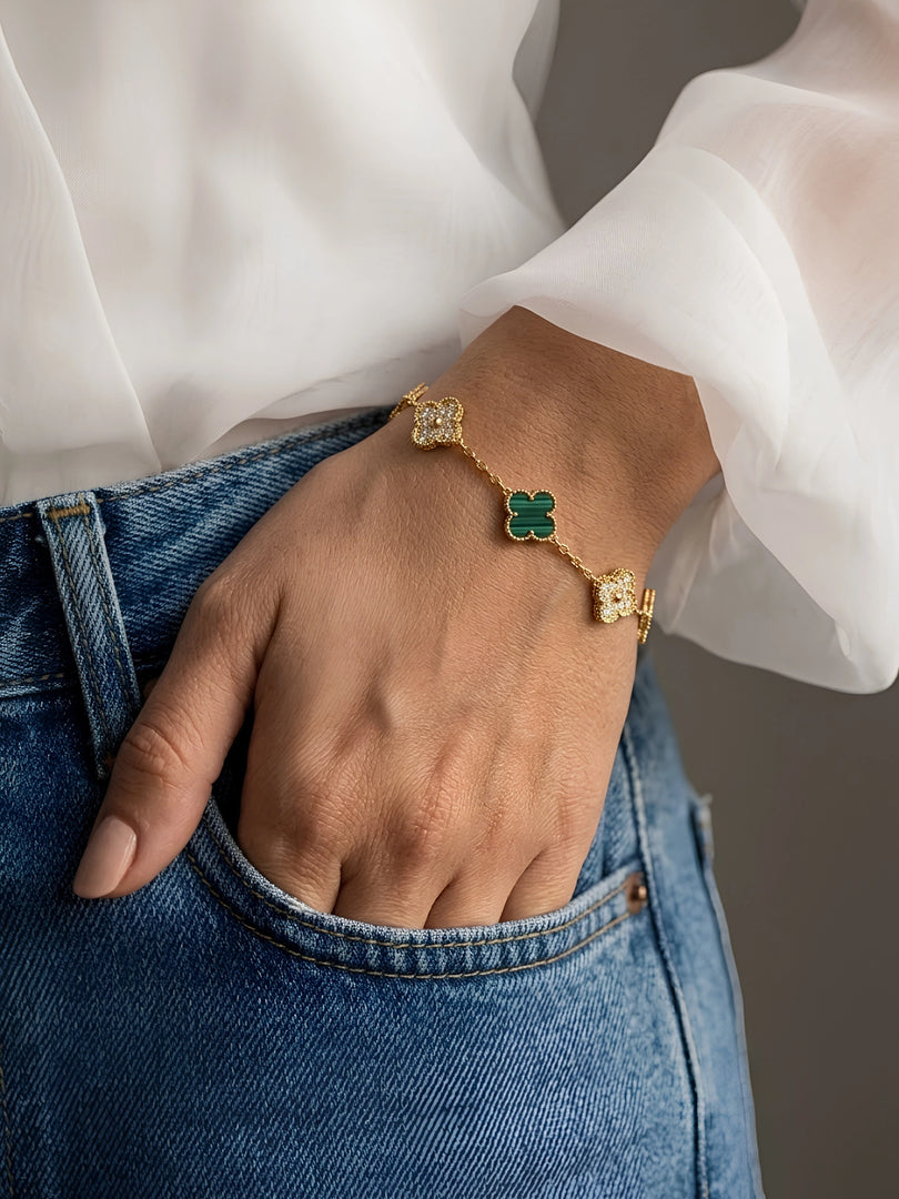 Emerald Clover Charm Bracelet