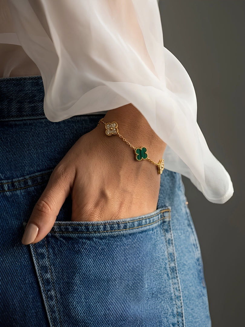 Emerald Clover Charm Bracelet