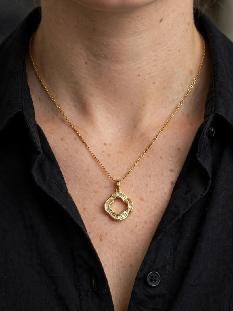 Crystal Clover Open Frame Necklace