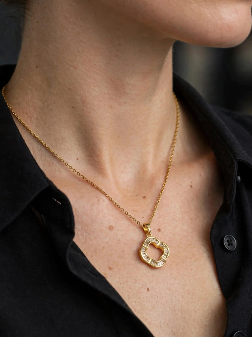 Crystal Clover Open Frame Necklace