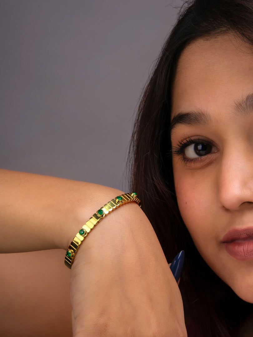Gold Green Crystal Bracelet