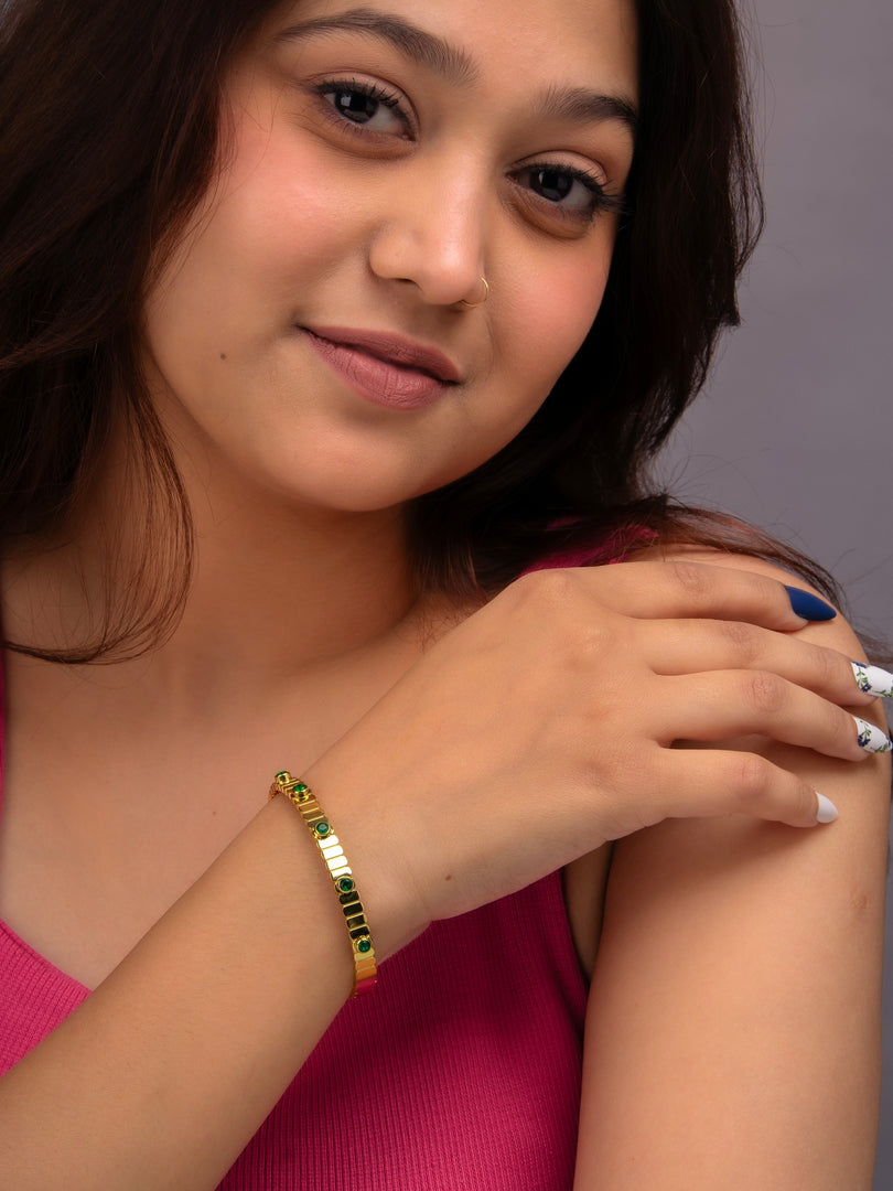 Gold Green Crystal Bracelet