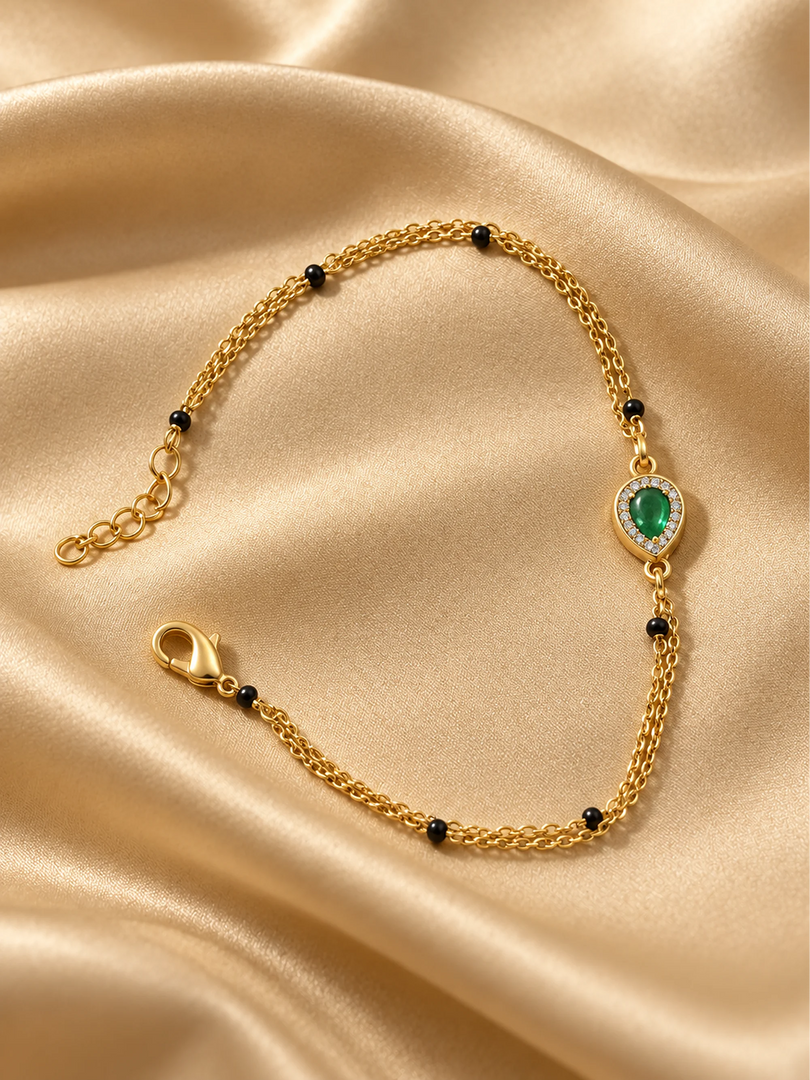 Emerald Dewdrop Mangalsutra Bracelet