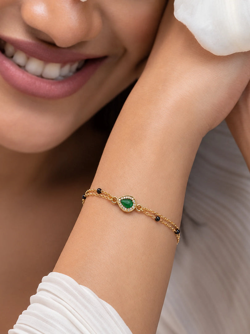 Emerald Dewdrop Mangalsutra Bracelet