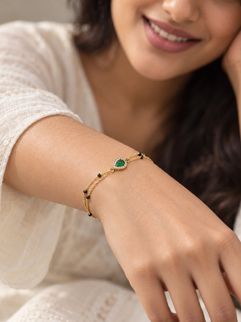 Emerald Dewdrop Mangalsutra Bracelet