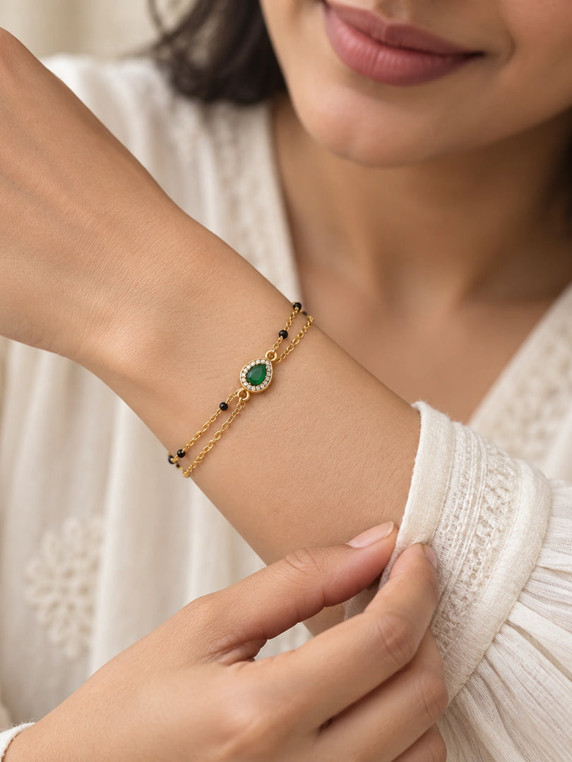 Emerald Dewdrop Mangalsutra Bracelet
