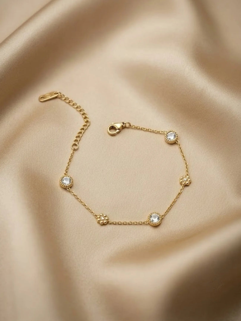 Floral Bezel Solitaire Bracelet
