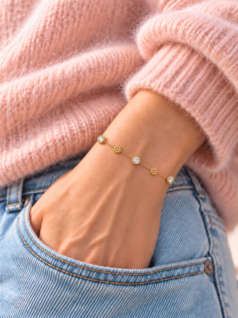 Floral Bezel Solitaire Bracelet