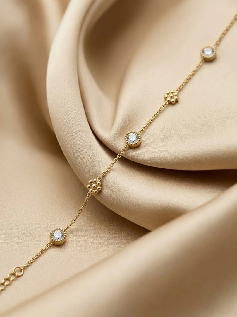 Floral Bezel Solitaire Bracelet