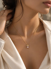 Floral Crown & Pink Crystal Gemstone Necklace