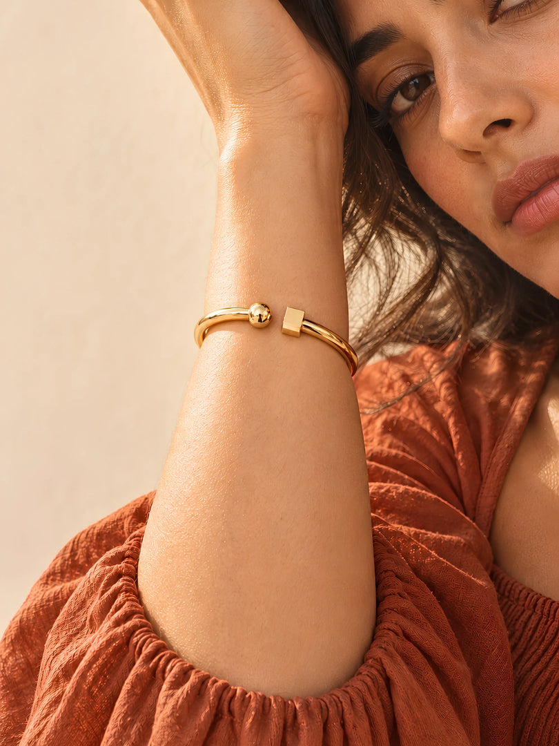 Geometric Sphere & Cube Bangle