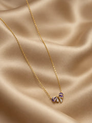 Amethyst Bow & Crystal Ribbon Necklace