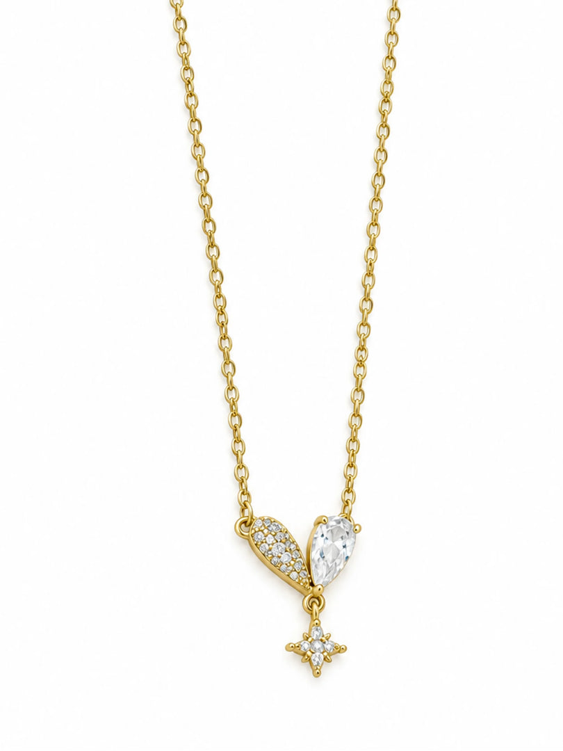 Asymmetric Heart & Celestial Starburst Necklace