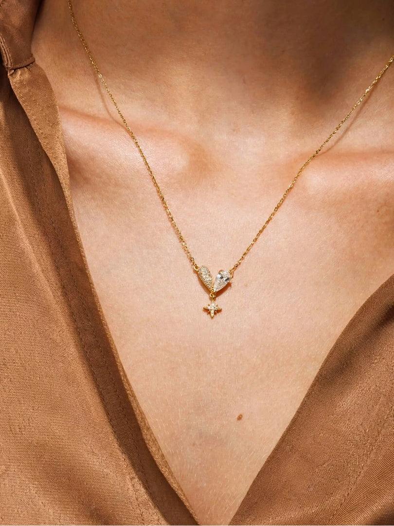 Asymmetric Heart & Celestial Starburst Necklace