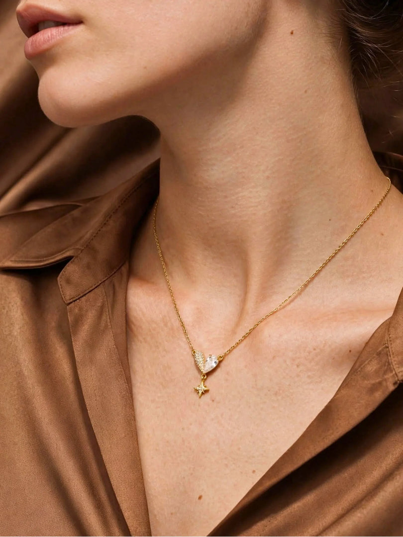 Asymmetric Heart & Celestial Starburst Necklace