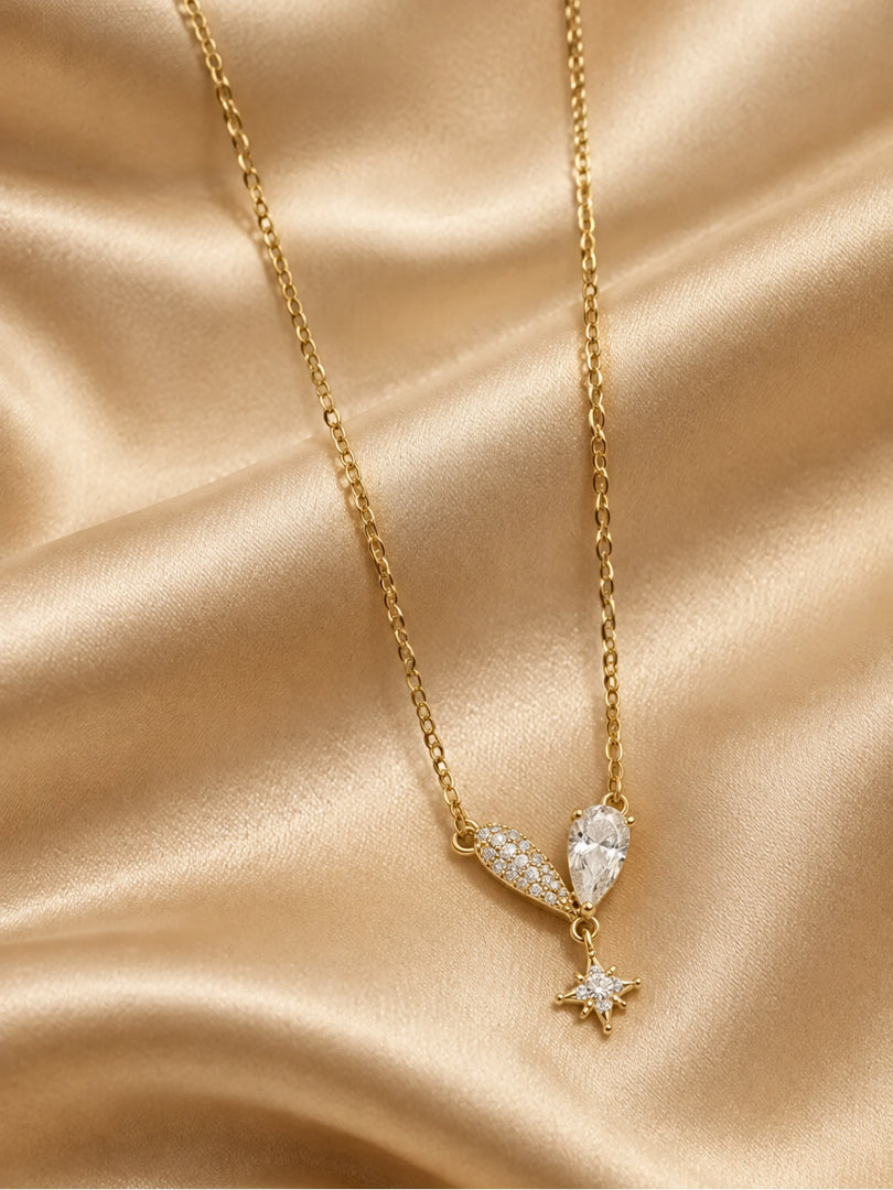 Asymmetric Heart & Celestial Starburst Necklace