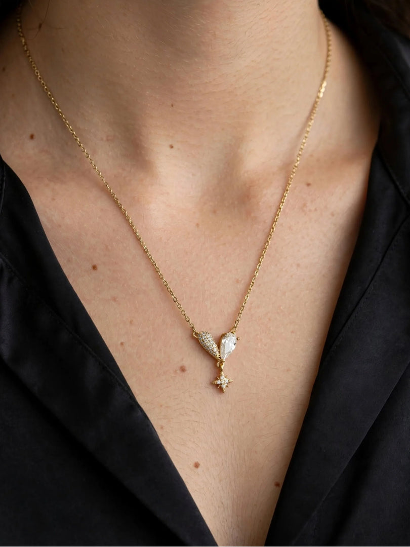 Asymmetric Heart & Celestial Starburst Necklace