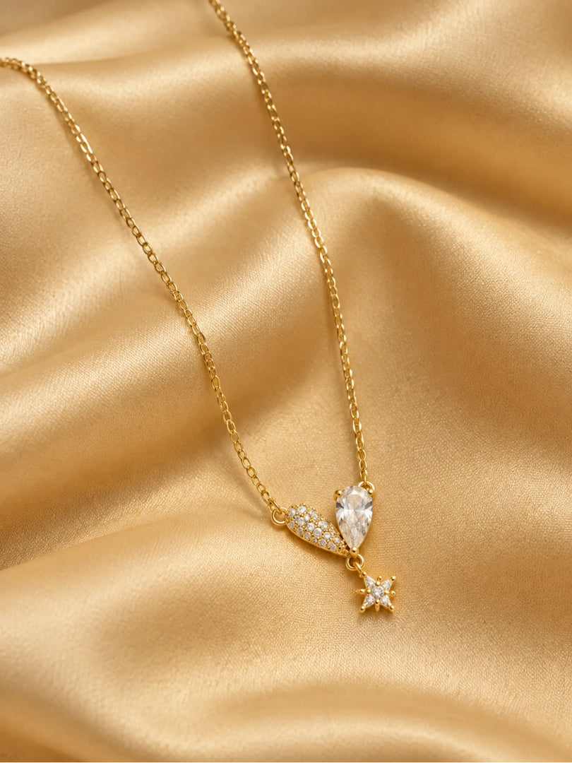 Asymmetric Heart & Celestial Starburst Necklace