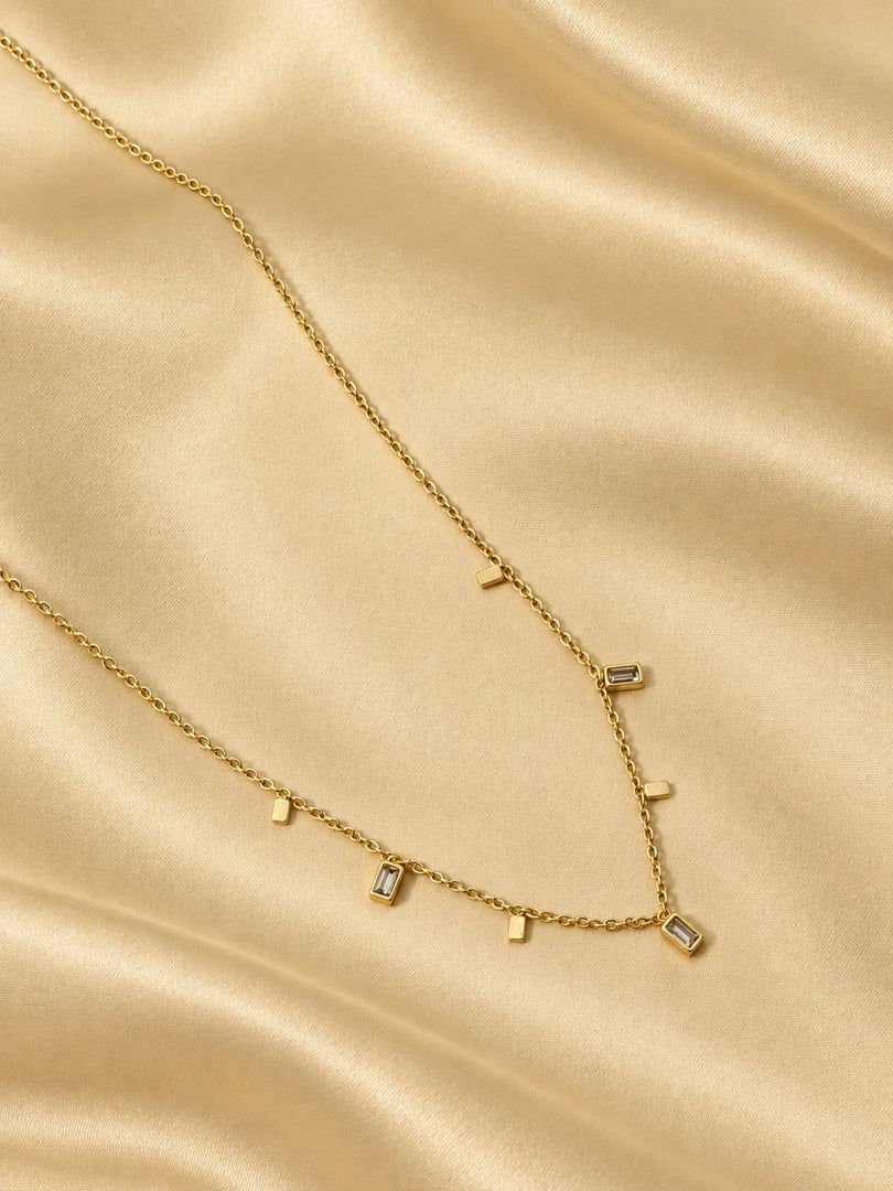 Bar Dangle Station Choker Necklace