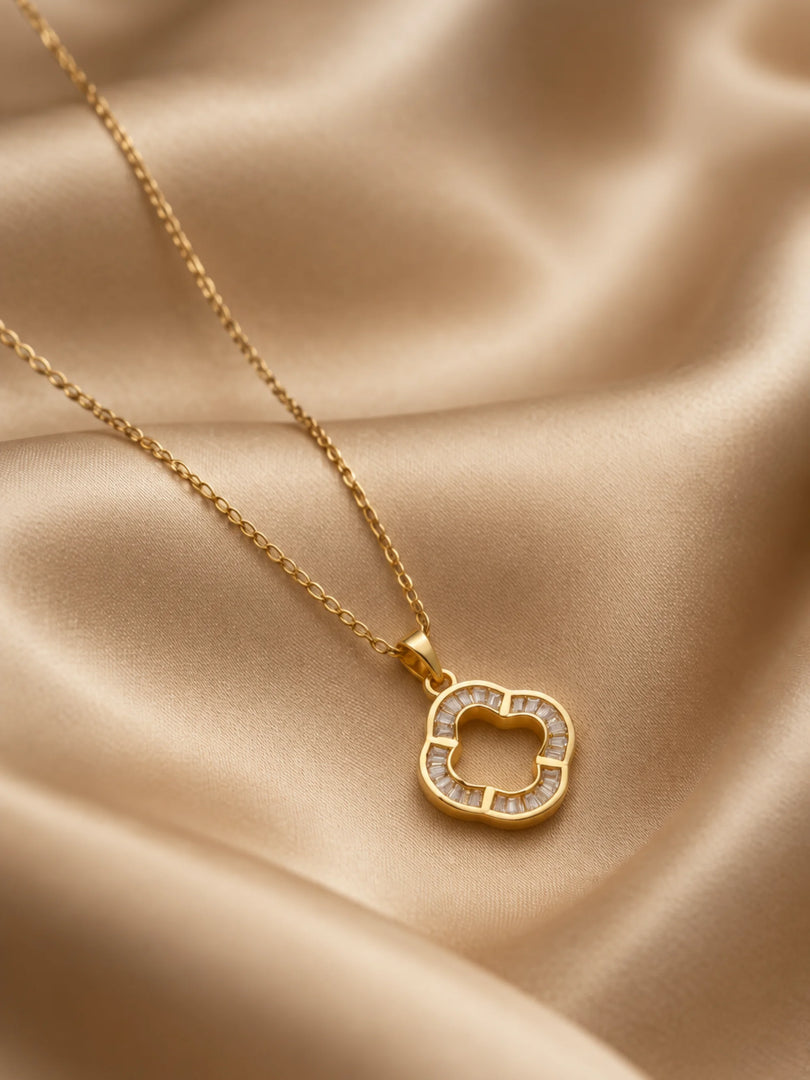 Crystal Clover Open Frame Necklace