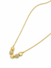 Golden Beaded Cushion & Pave Station Necklace
