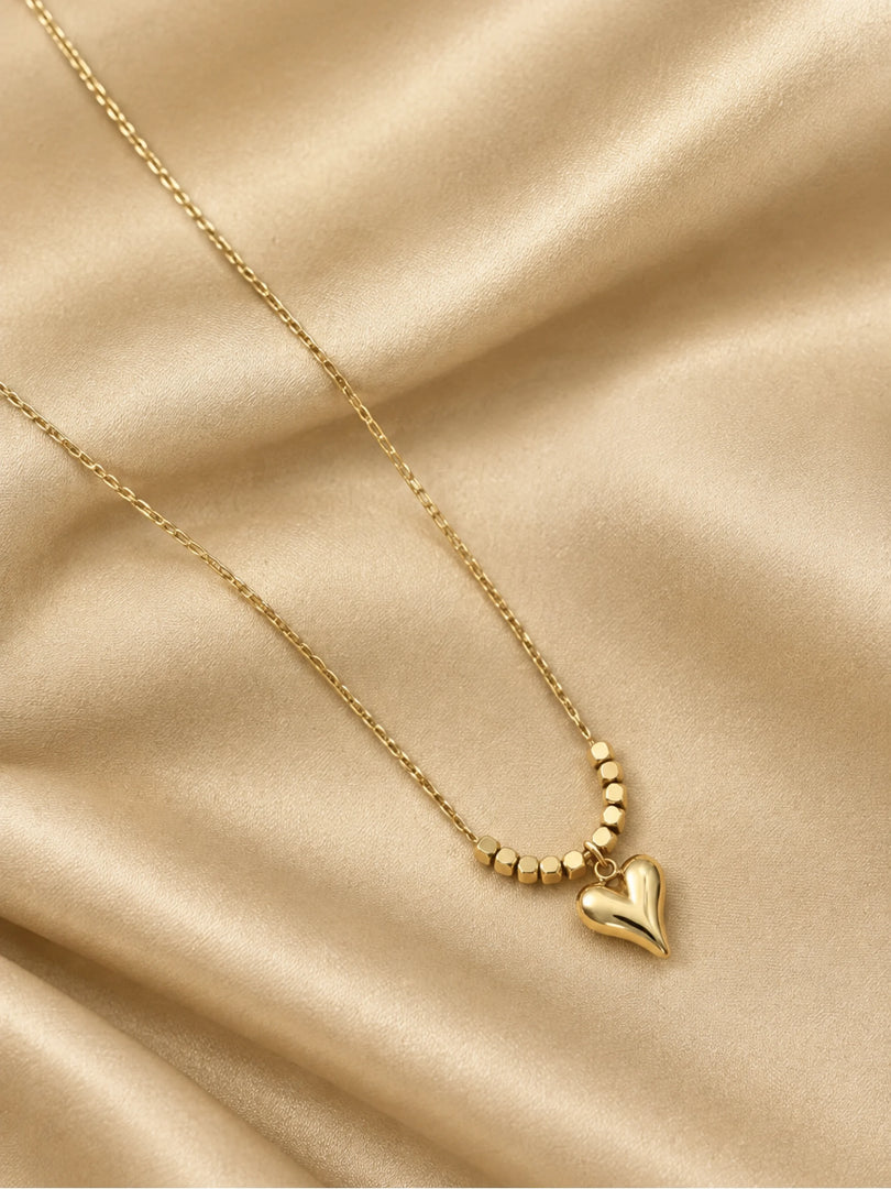 Golden Beaded Heart Necklace