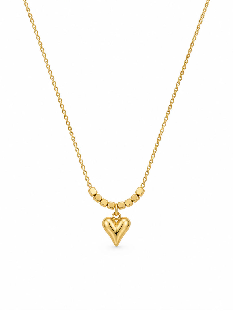 Golden Beaded Heart Necklace