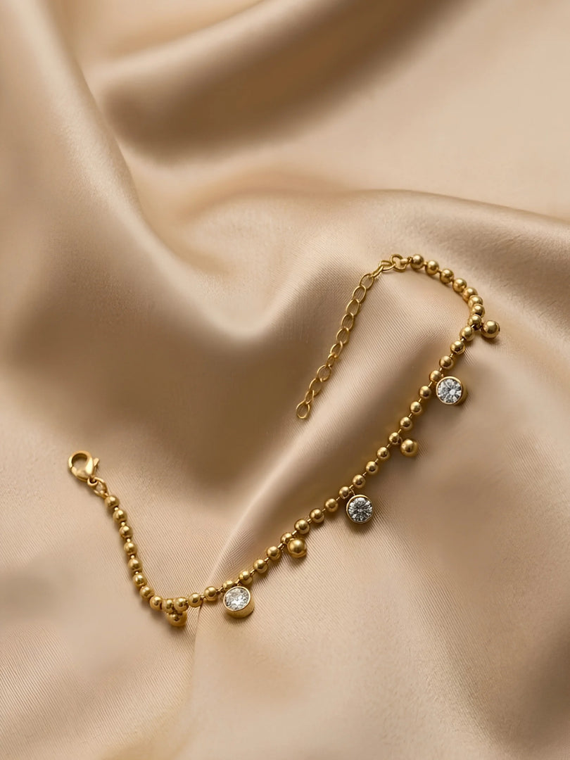Golden Bezel Charm Bracelet
