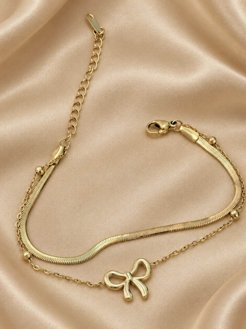 Golden Bow Layered Bracelet