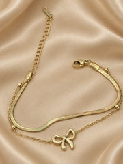 Golden Bow Layered Bracelet