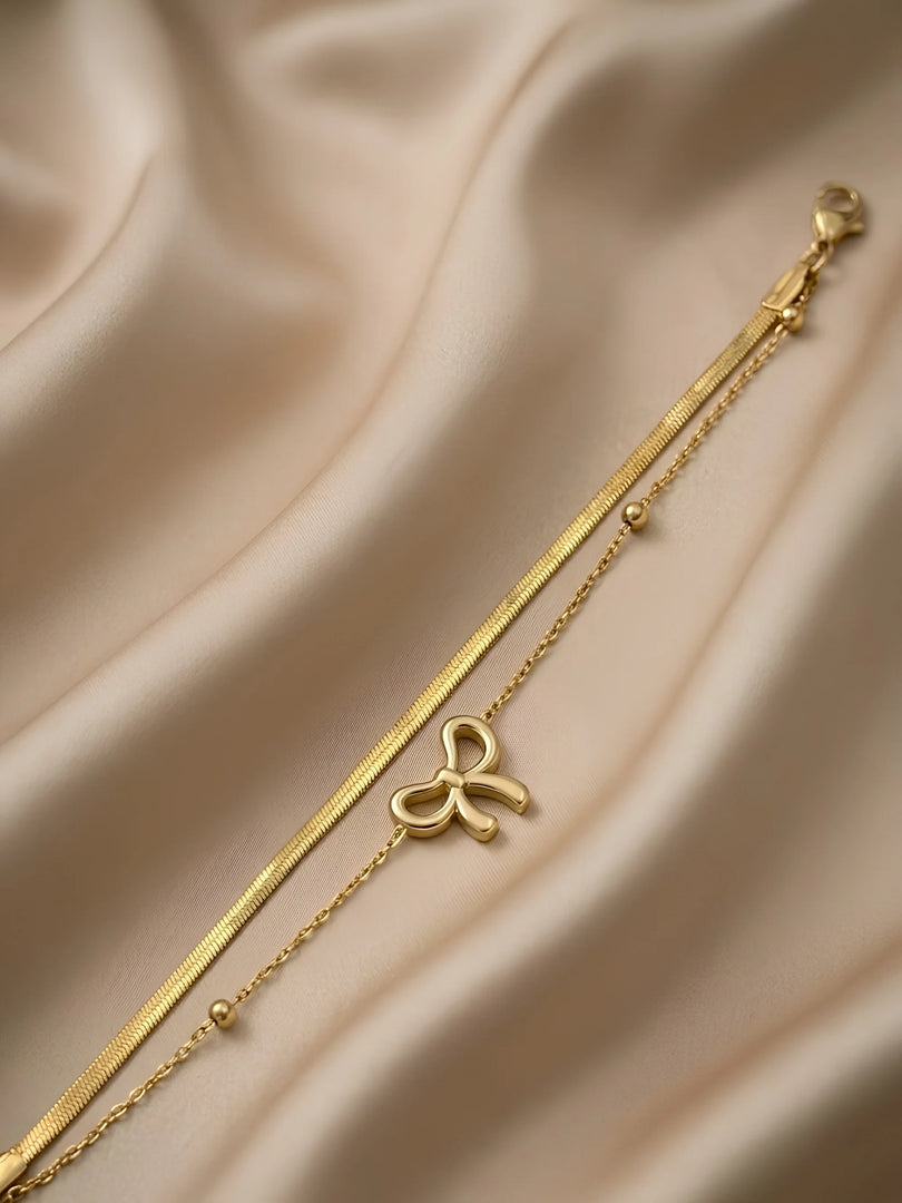Golden Bow Layered Bracelet