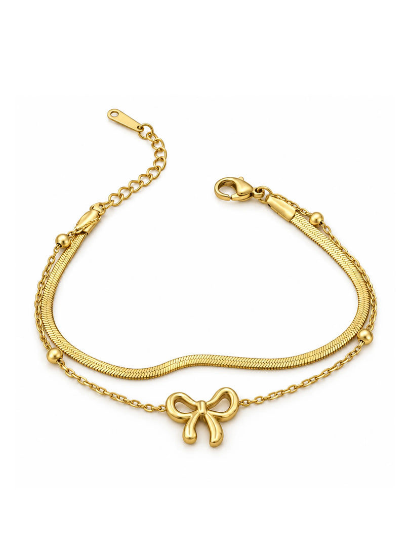 Golden Bow Layered Bracelet