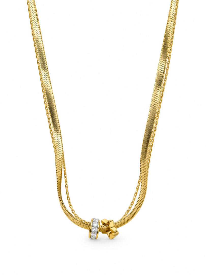 Golden Dual-Chain Charm Necklace