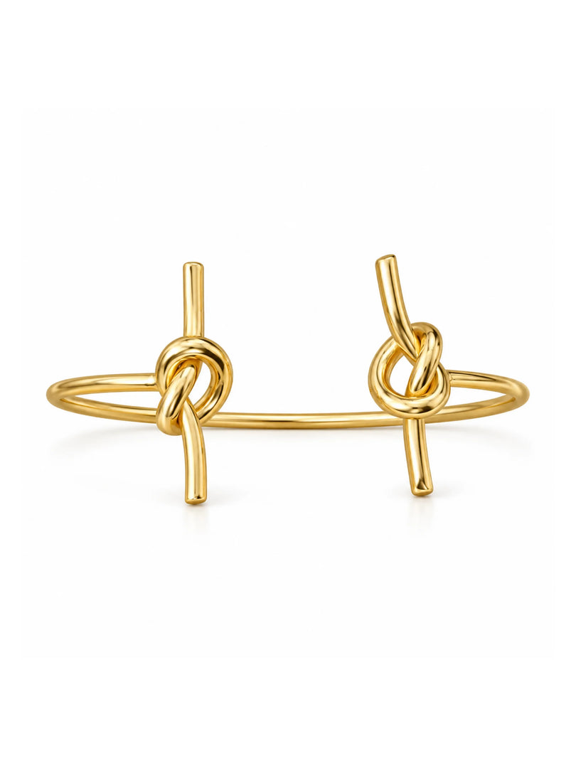 Golden Dual Knot Open Cuff Bracelet