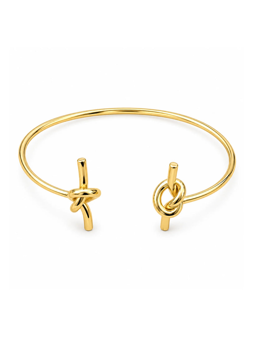 Golden Dual Knot Open Cuff Bracelet