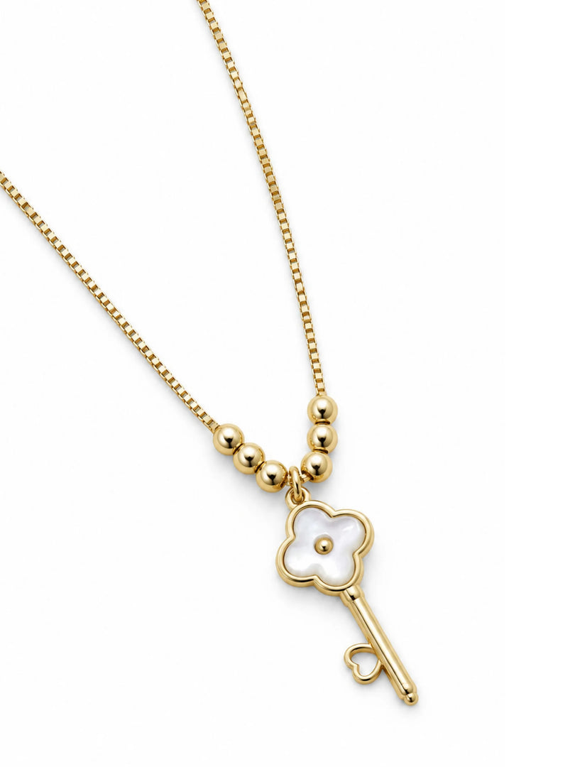 Floral Mother-of-Pearl Key Necklace