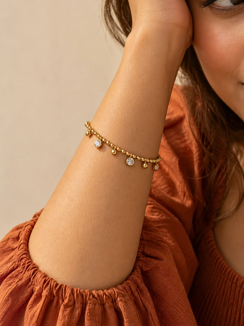 Golden Bezel Charm Bracelet